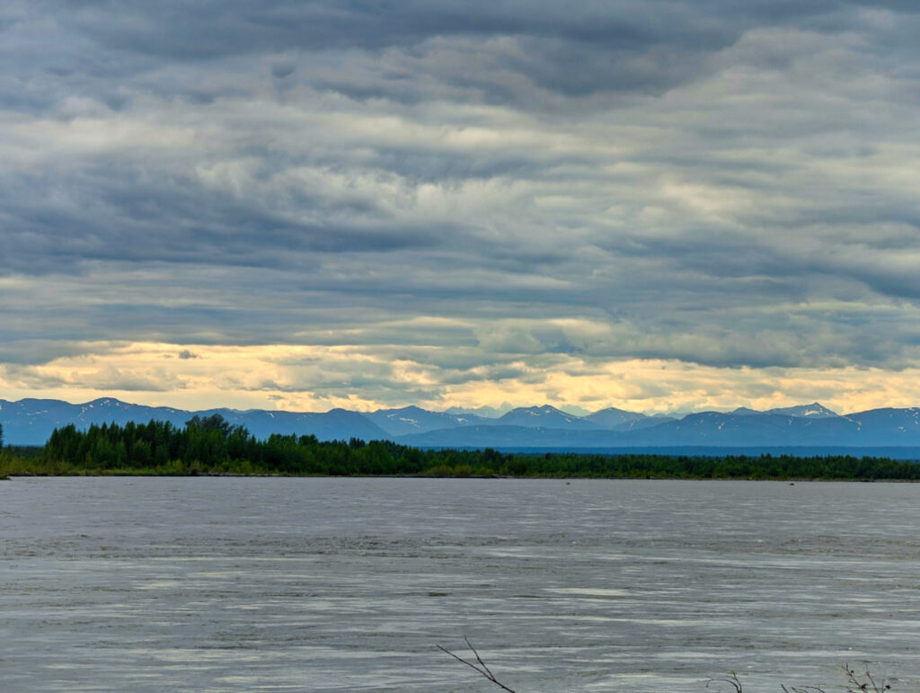 Base of Mount Denali across the Chulitna and Susitna Rivers from Talkeetna Alaska 1