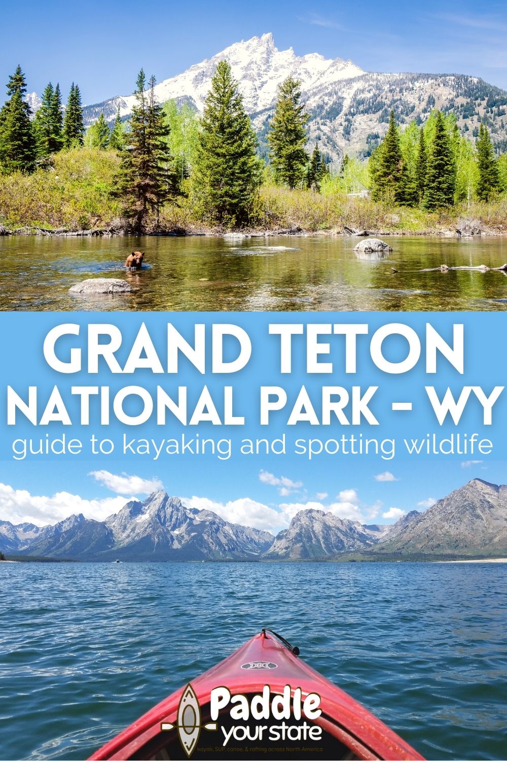 Kayaking in Grand Teton National Park is epic, with views from Jenny Lake, the Snake River and more. Guide to where to kayak in the Tetons and wildlife viewing in this rugged Wyoming National Park.