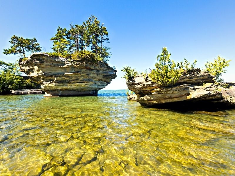 Kayaking at Turnip Rock Lake Huron Michigan