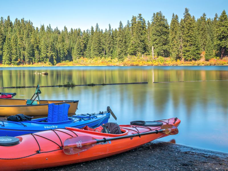 Kayaking on Clear Lake in Willamette National Forest
