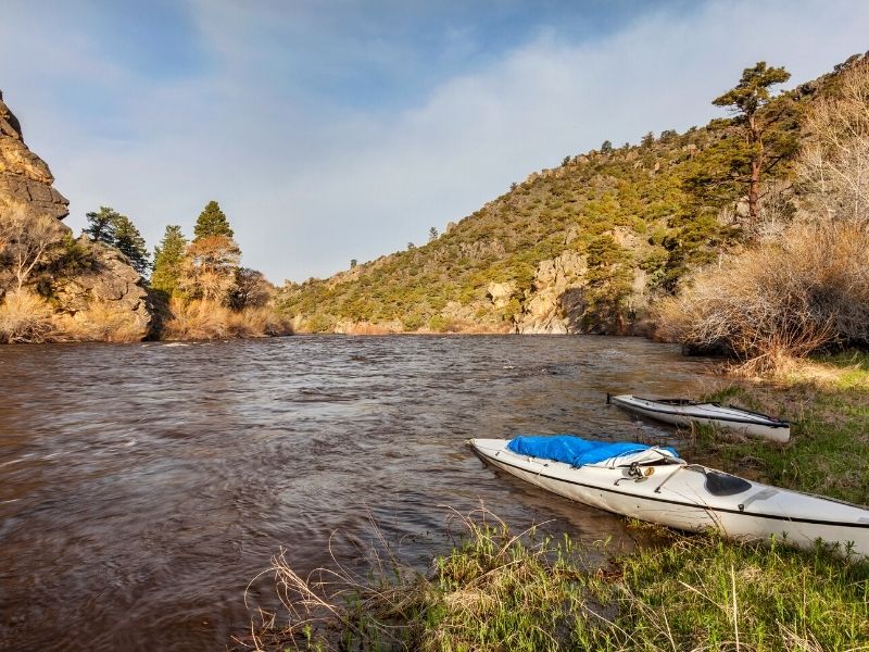 Kayaking on North Platte River in Wyoming