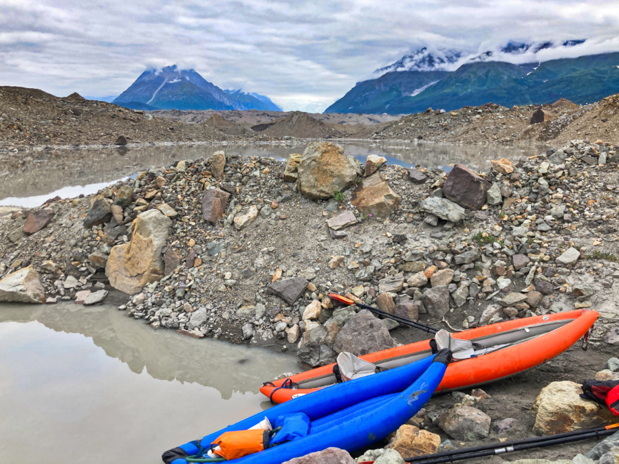 Kayaks at Kennicott Glacial Lake Wrangle St Elias National Park - Jennie Flaming 2