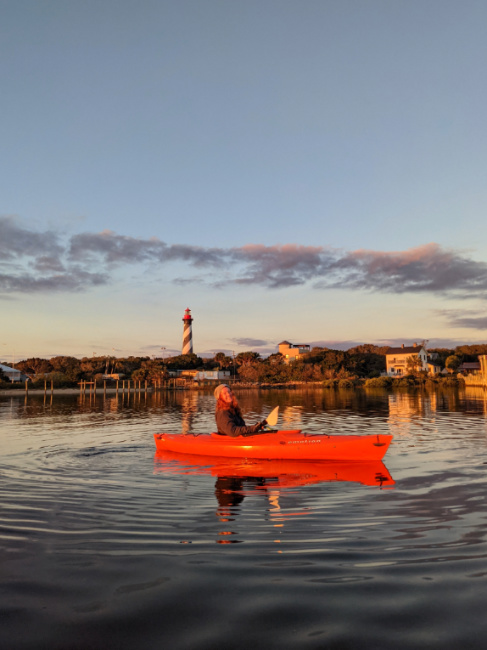 Keryn Kayaking at St Augustine Lighthouse at Sunrise on Salt Run St Augustine Florida 14