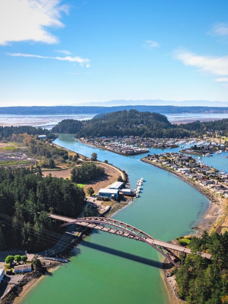 La Conner and Swinomish Channel from the Air in Skagit County