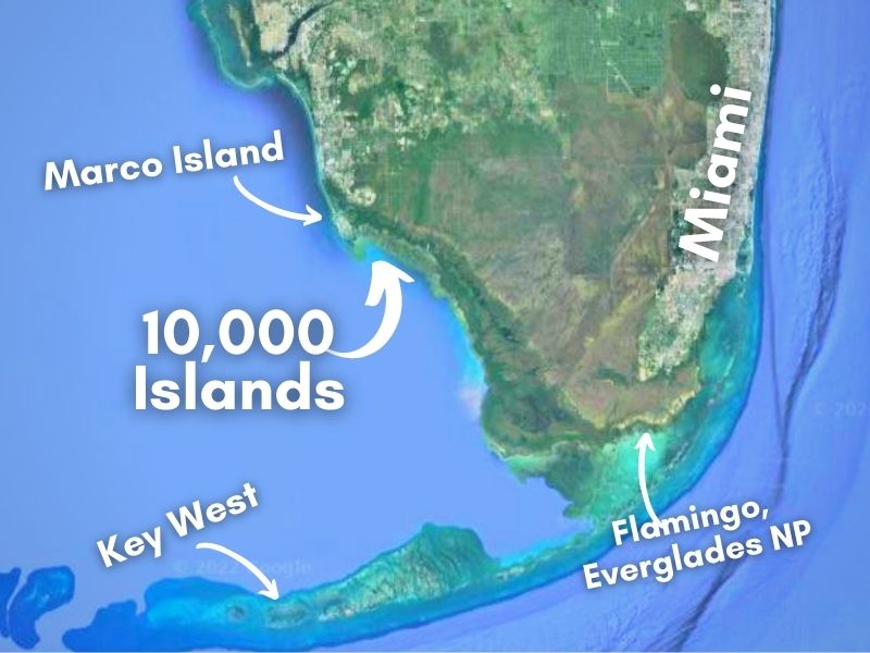 Map of 10000 Island Everglades National Park Florida