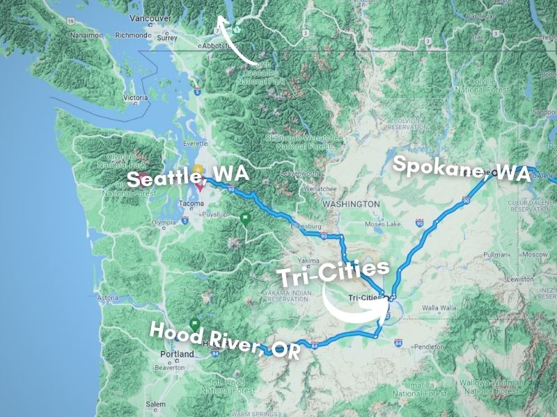 Map of PNW Tri-Cities Washington