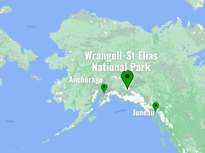 Map of Wrangell-St Elias National Park Alaska