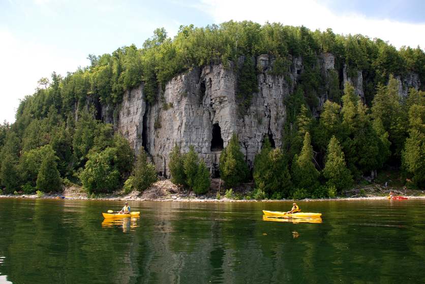 Kayaking off the shores of Peninsula State Park.