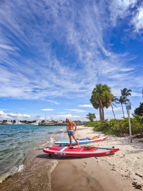Rob Taylor with SUPs on Beach at Peanut Island Lake Worth West Palm Beach Florida 7