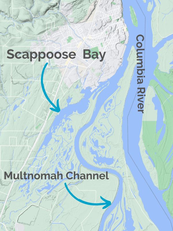Scappoose Bay Kayaking Map