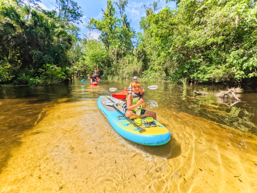 Taylor Family WOW Watersports Inflatable SUP Rover at Rock Springs Run Florida 5