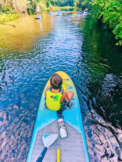 Taylor Family WOW Watersports Inflatable SUP Rover at Rock Springs Run Florida 6